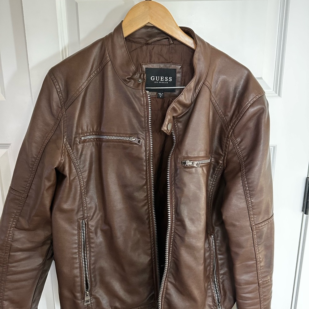 Guess Chocolate Brown Leather Jacket